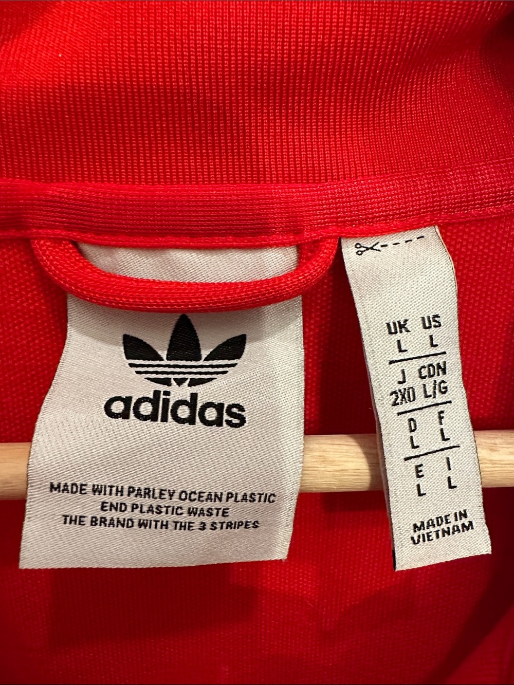 adidas Red Full-Zip Three-Stripe Track Jacket - Picture 2 of 3